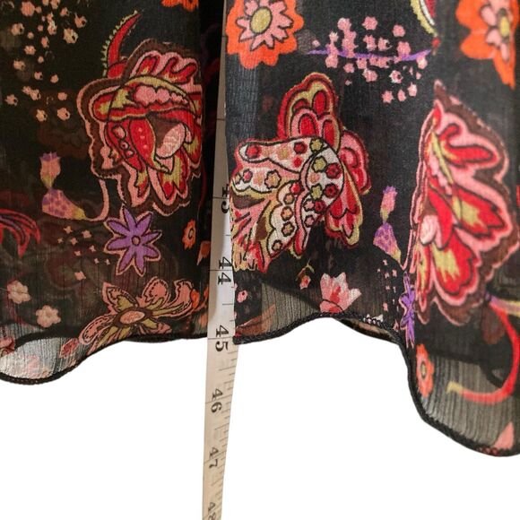 Antheaa Womens Medium Floral Midi Dress Ruffle Sleeve Tiered Pleated Puff Sleeve - Picture 12 of 13